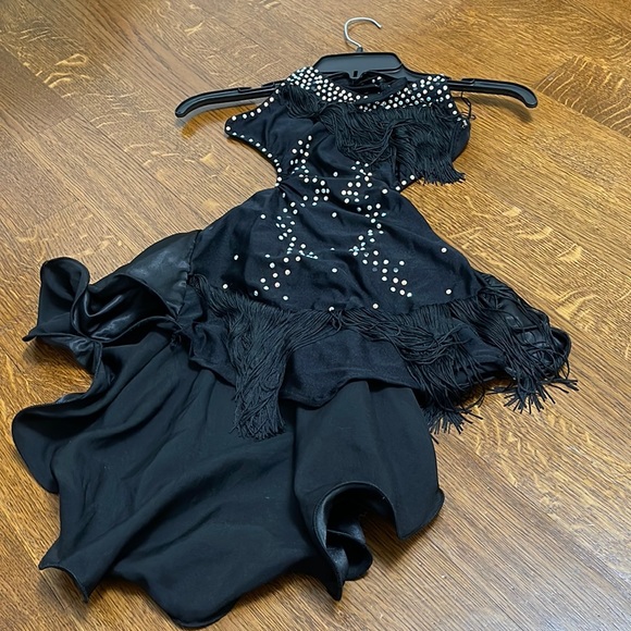 Other - Black Sequin Frilly Ballroom Latin Dance Dress with Accessories